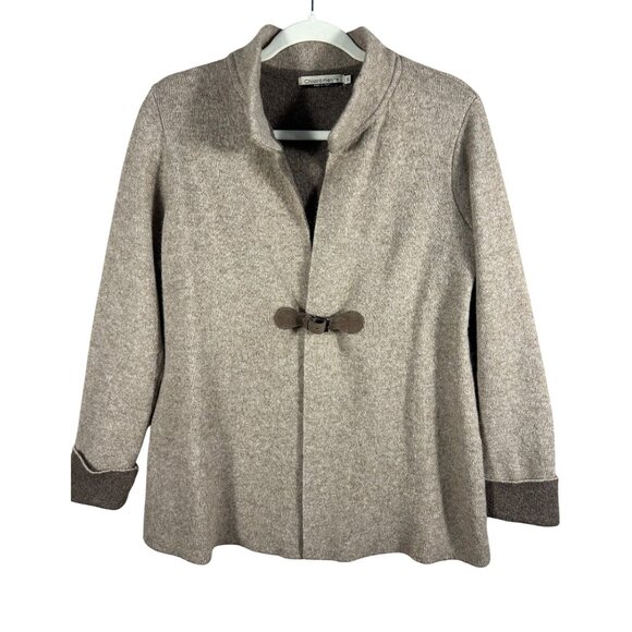 Chiaramente Sweaters - Womens S Wool Blend Cardigan, Buckle closure Beige Made In Italy Toggle Closure